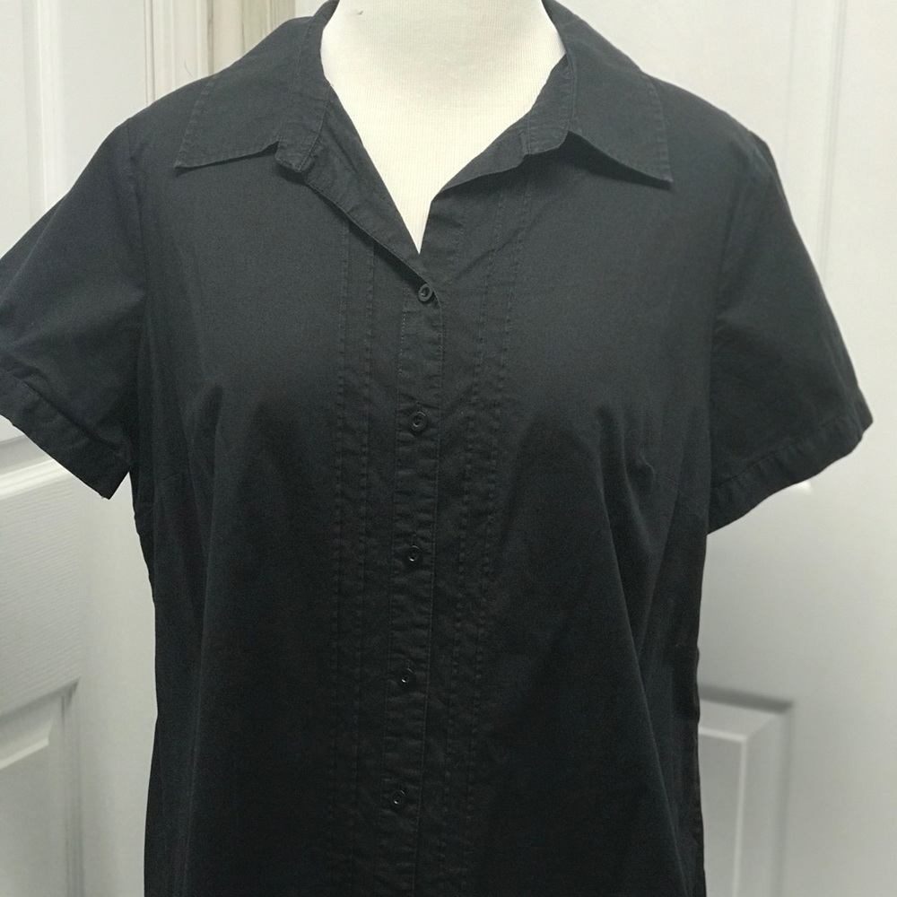 St Johns Bay Woman 1X Black Cotton Shirt